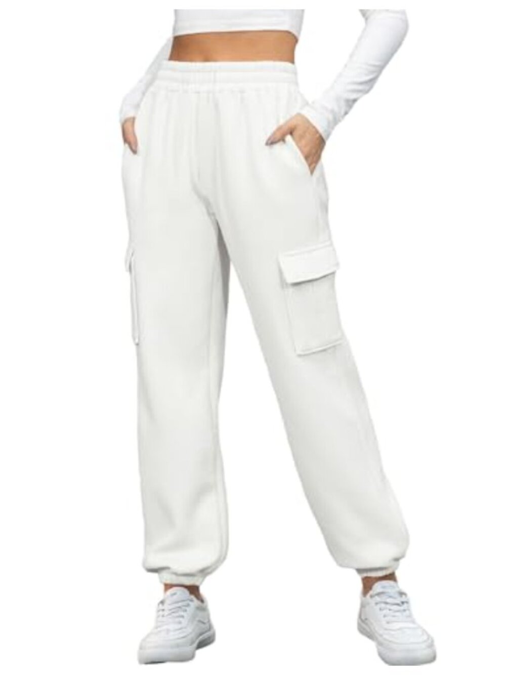 Fleece Cargo Sweatpants Y2K Baggy Joggers with Pockets Loungewear